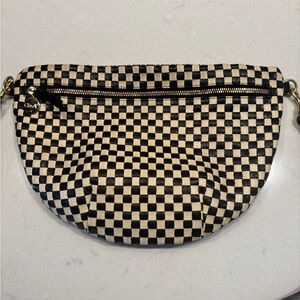 Clare V Black and Cream Checkered Grande Fanny